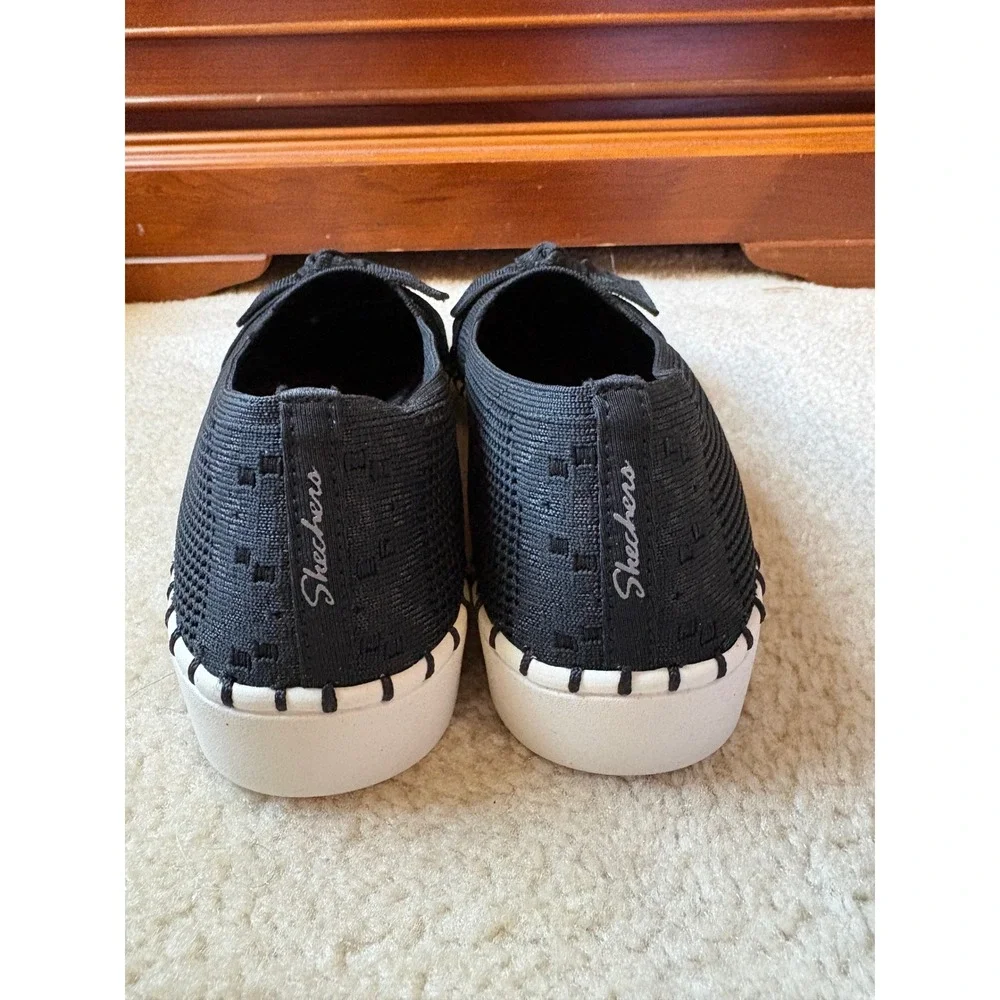 Skechers Sepulveda 2.0 Family Ties Black Knit Bow Slip On Shoes Womens 11 NWT